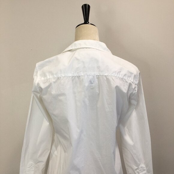 FRANK & EILEEN White Long Sleeve Italian Cotton Relaxed Fit Hi Low Button Shirt - Picture 7 of 16